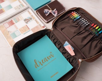 Planner bag leather - Planner accessories - Personalized planner storage bag - Planner Stash bag - Leather Planner storage pouch - Pen bag