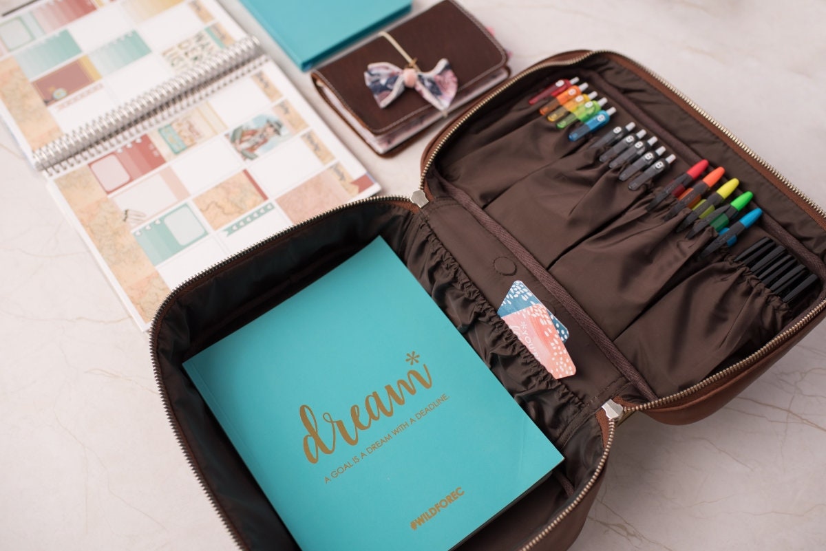 Planner bag leather Planner accessories Personalized Etsy