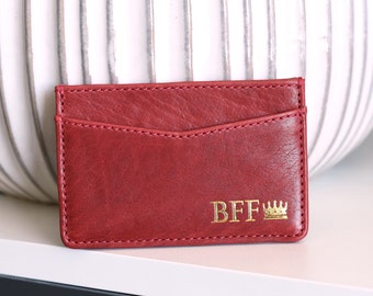 Leather card holder - Personalized mini card wallet - Credit card case - Small card wallet - Business card holder - Monogrammed - Gift