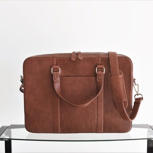 Men's leather briefcase 2.0 Leather briefcase men Laptop bag Travel briefcase Leather messenger bag 16 MacBook Pro bag image 6