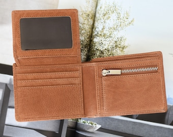 Mens leather wallet - Leather wallet men - Bifold wallet men - Card wallet men - Tan leather wallet - Gift for husband - Anniversary gift