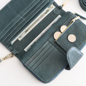 Double Zipper Women Leather Wallet Long Zipper Big Capacity Purse Handbag  Bag US