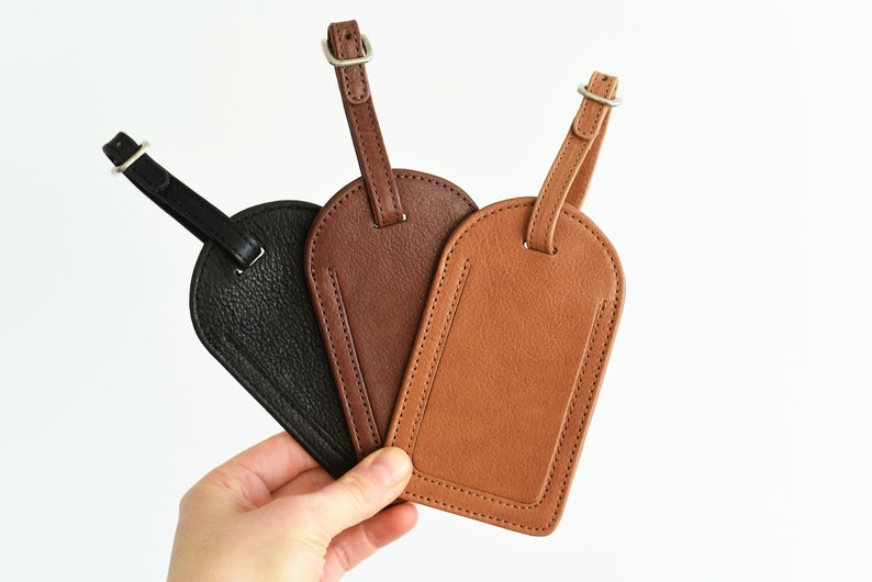 Leather luggage tag Personalized luggage tag Travel bag tag Gift for traveler Custom luggage tag Name tag Address tag Favor image 1