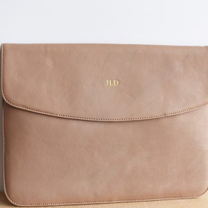 Personalized Leather Laptop Case 13 14 15 16 inch MacBook Pro / Air - Envelope Sleeve with Business Card Holder, Back Pocket & Magnets image 7