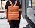 Large Leather Backpack - Lots of Pockets, Trolley Strap, Bottle Holder - For 13 / 14 / 15 inch MacBook Air - Personalized