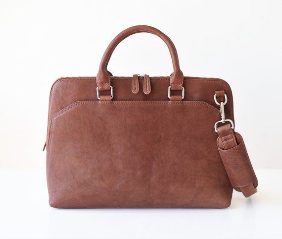 Leren laptoptas dames Crossbody aktetas Laptop aktetas Leren