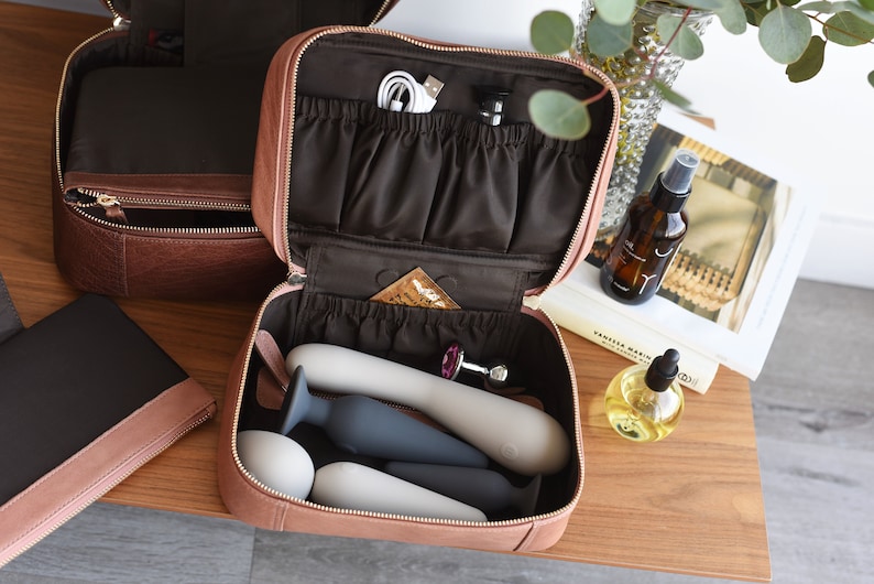 Discreet Sex Toy Storage - Leather Bag for Adult Toys - Personalized