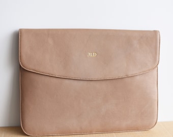 Leather Laptop Cover for 13 / 14 / 15 / 16 inch MacBook Pro / Air - Leather Laptop Case - Personalized - Monogrammed Envelope Laptop Sleeve