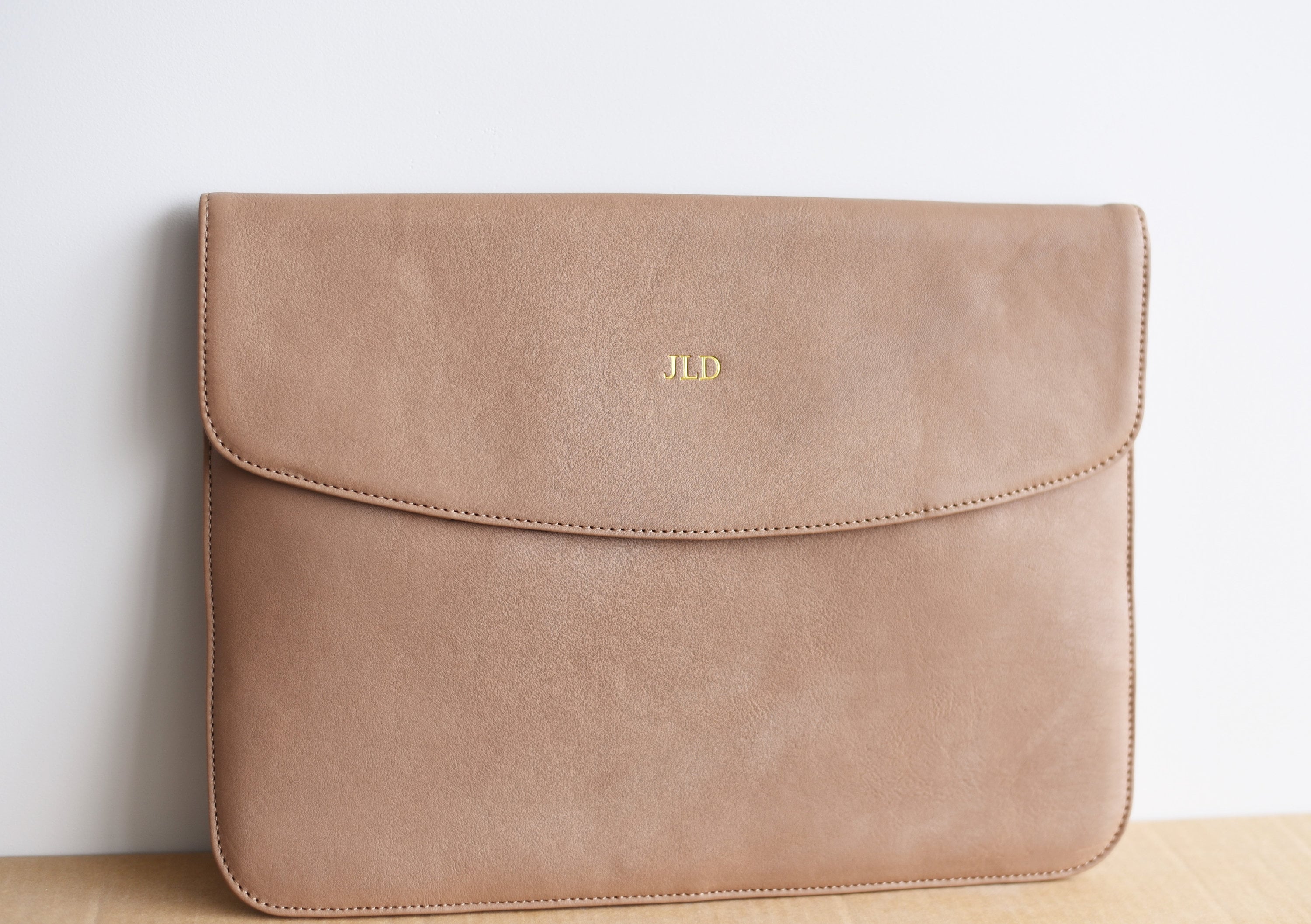 monogrammed leather laptop case