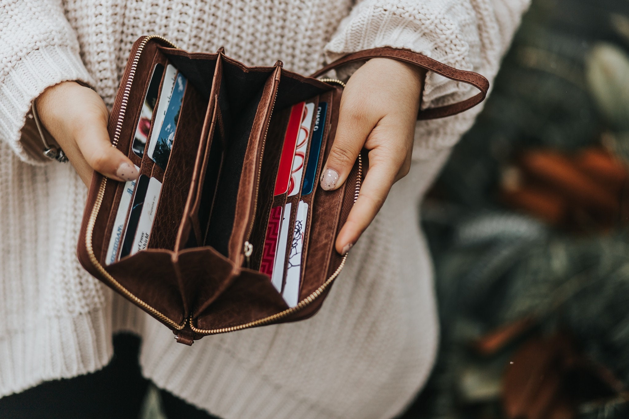 Large Leather Wallet for Women Wallet With a Wrist Strap