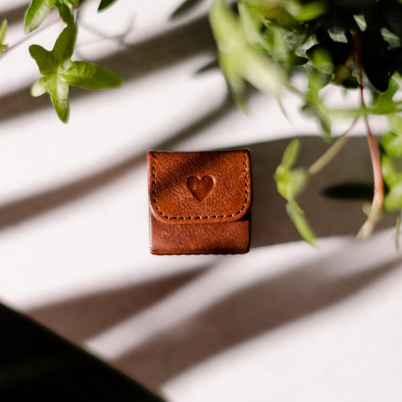 Tiny Personalized Leather Ring Box with Magnetic Flap - Wedding Engagement Ring Case - Cufflinks Box - Stud Earrings - Valentine's day gift image 10