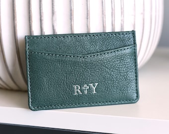 Regalo para amigo cristiano - Cartera de tarjeta personalizada - Tarjetero con cruz - Regalo para mamá - Regalo religioso - Mini cartera de cuero