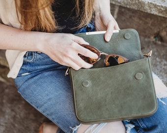 Small leather crossbody bag - Shoulder purse - NEW STRAPS - Minimalist crossbody clutch - Leather phone purse women - Mother's day gift