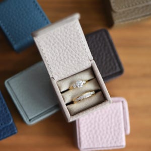 Tiny Personalized Leather Ring Box with Magnetic Flap - Wedding Engagement Ring Case - Cufflinks Box - Stud Earrings - Valentine's day gift image 9