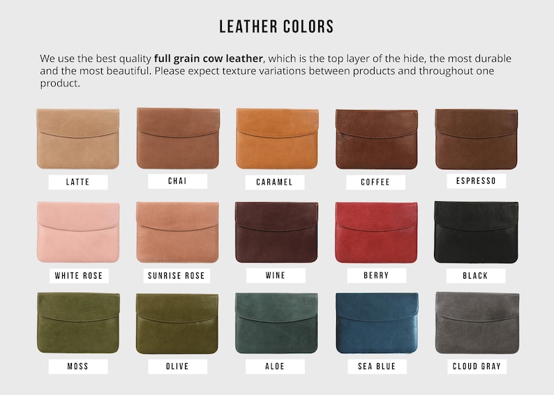 Personalized Leather Laptop Case 13 14 15 16 inch MacBook Pro / Air - Envelope Sleeve with Business Card Holder, Back Pocket & Magnets image 8