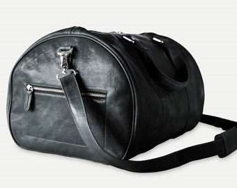 Leather weekend bag - Black leather duffel bag - Leather overnight bag - Mens leather weekend bag - Weekender bag - Luggage bag - Travel bag