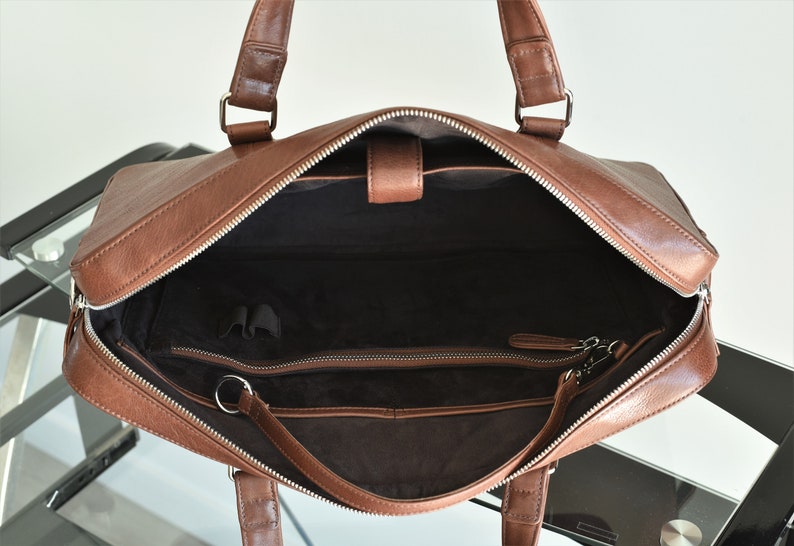 Men's leather briefcase 2.0 Leather briefcase men Laptop bag Travel briefcase Leather messenger bag 16 MacBook Pro bag image 4