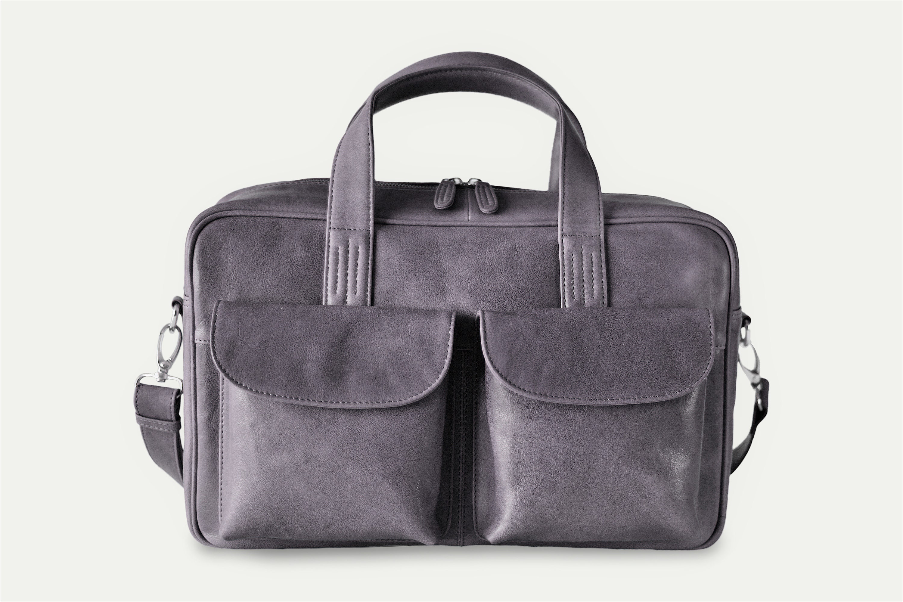 Laptop bag leather Gray laptop bag Leather laptop Etsy