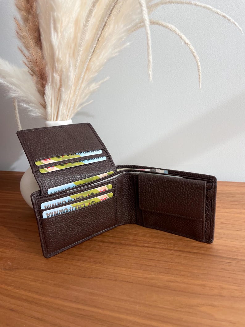 Custom Leather Wallet for Men - RFID Bifold Wallet with Optional Coin Pouch & Removable ID Flap - Personalized - Gift for Him, Dad, Husband image 20