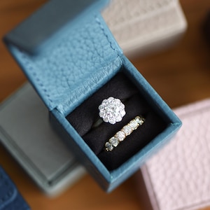 Tiny Personalized Leather Ring Box with Magnetic Flap - Wedding Engagement Ring Case - Cufflinks Box - Stud Earrings - Valentine's day gift image 3