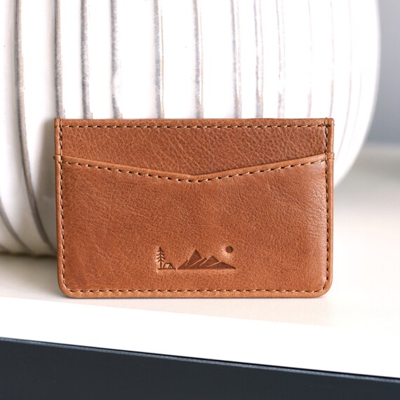 Small leather credit card holder – Personalized mini wallet for women and  men Credit card case Unique small gift Custom party favors