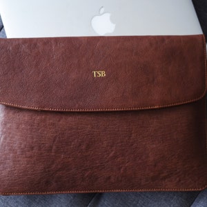 Laptop cases 13 inch MacBook Pro / Air Leather laptop sleeve 16 inch MacBook Pro Laptop sleeve personalized Monogrammed case Folio image 3