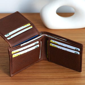 Custom Leather Wallet for Men - RFID Bifold Wallet with Optional Coin Pouch & Removable ID Flap - Personalized - Gift for Him, Dad, Husband image 3