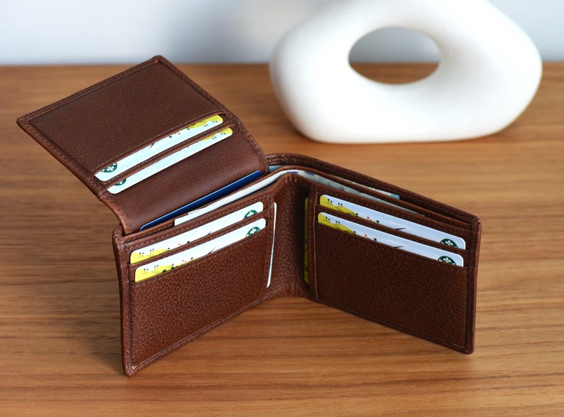 Custom Leather Wallet for Men - RFID Bifold Wallet with Optional Coin Pouch & Removable ID Flap - Personalized - Gift for Him, Dad, Husband image 3