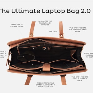 Leather laptop bag Leather briefcase 13/15/15.6 inch laptop bag Womens messenger bag Laptop bag women Personalized Graduation image 3