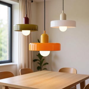 Lámpara colgante Bauhaus de vidrio soplado – Lámpara colgante moderna nórdica, araña de comedor E27