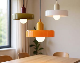 Bauhaus Blown Glass Pendant Light – Nordic Modern Hanging Lamp, Dining Room Chandelier E27