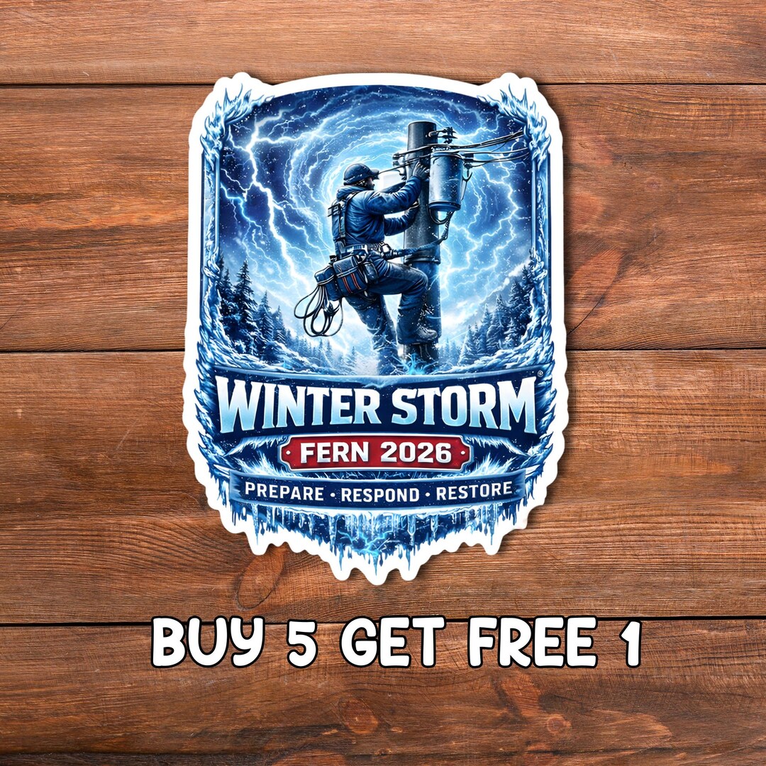 Winter Storm Fern 2026 Kiss-cut Sticker, Power Lineman Blue Collar ...