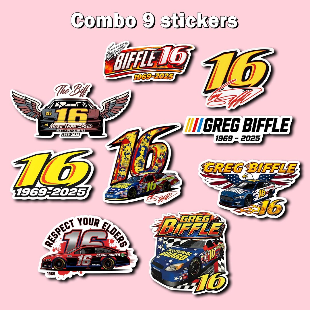 9pcs Greg Biffle #16 Stickers Decal NASCAR Racing 3 In, Greg Biffle ...