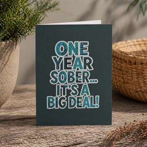 Tarjeta de aniversario de sobriedad Primer año de sobriedad Celebración de un año de AA Tarjeta con sobre 5x7" Interior en blanco con fondo blanco