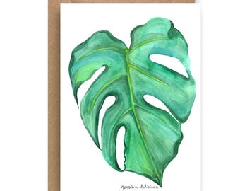 Biglietto Monstera Deliciosa / Stampa artistica botanica / Regalo per gli amanti delle piante