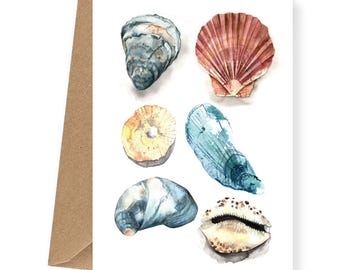 Carta acquerello conchiglia / Carta artistica spiaggia nautica