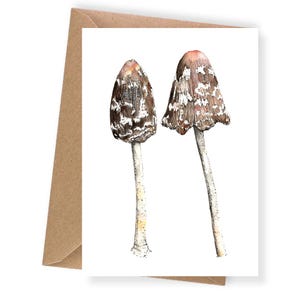 Magpie Inkcap Mushroom Watercolour Card | Fungi Greeting Card