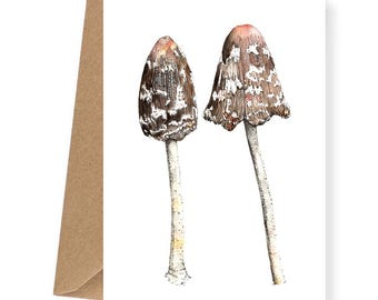 Biglietto d'auguri con fungo Gazza Inkcap / Biglietto d'auguri con funghi