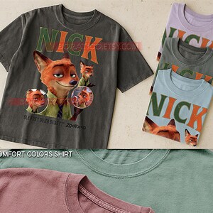 Nick Zootopia Shirt, Nick Wilde 90s Vintage Retro Bootleg Shirt, Fox Character Graphic Tee, Aesthetic Movie Fan Gift image 4