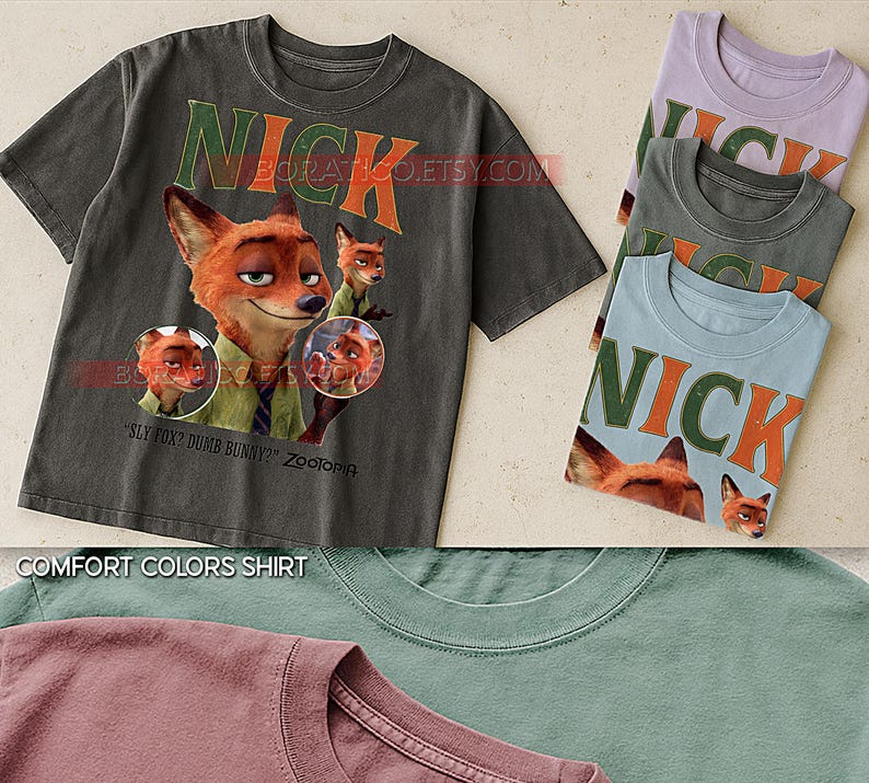 Nick Zootopia Shirt, Nick Wilde 90s Vintage Retro Bootleg Shirt, Fox Character Graphic Tee, Aesthetic Movie Fan Gift image 4