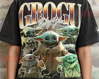 Grogu T-Shirt, Vintage Findling Sci-Fi Alien Str Wars Charakter T-Shirt, 90er Jahre Retro Throwback, Grogu Pullover