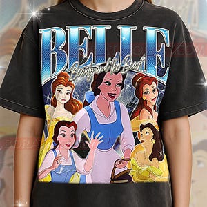 Belle Be4uty und das Biest T-Shirt, Vintage Be4uty und das Biest Prinzessin animierte Heldin klassisches T-Shirt, 90er Jahre Retro Throwback, Belle Pullover