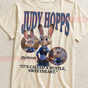 Judy Hopps Zootopia Shirt, 90s Vintage Retro Bootleg Bunny Cop T-Shirt, Rabbit Detective Graphic Tee, Retro Animal Movie Fan Shirt image 2
