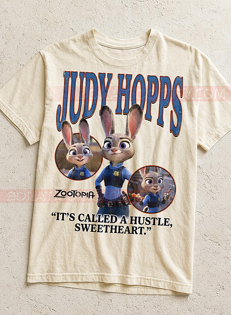 Judy Hopps Zootopia Shirt, 90s Vintage Retro Bootleg Bunny Cop T-Shirt, Rabbit Detective Graphic Tee, Retro Animal Movie Fan Shirt image 2