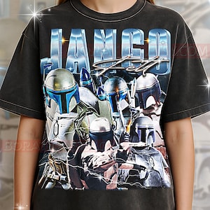 Camiseta de Jango Fett, camiseta vintage de ciencia ficción de "El Cazarrecompensas, el Padre Clon Mandaloriano", estilo retro de los 90, suéter de Jango Fett