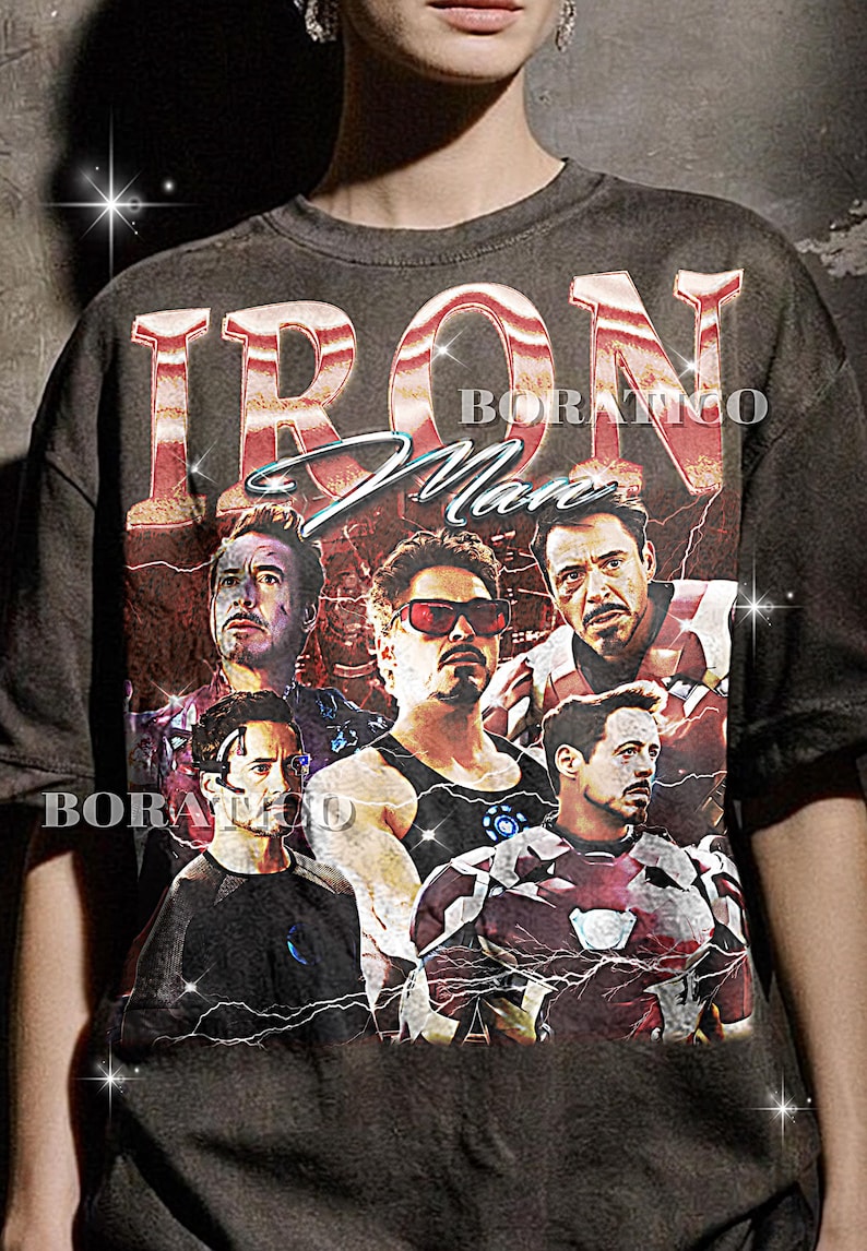 Tony Stark Bootleg Shirt, Genius Inventor Superhero Graphic Tee, Action Movie Legend Fan Gift image 1