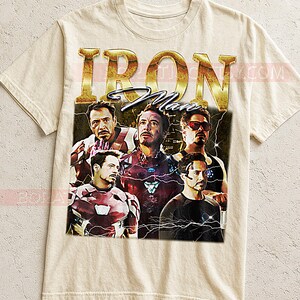 Iron Man 90s Vintage Retro Bootleg Shirt, Armored Superhero Graphic Tee, Billionaire Hero Fan Apparel image 2