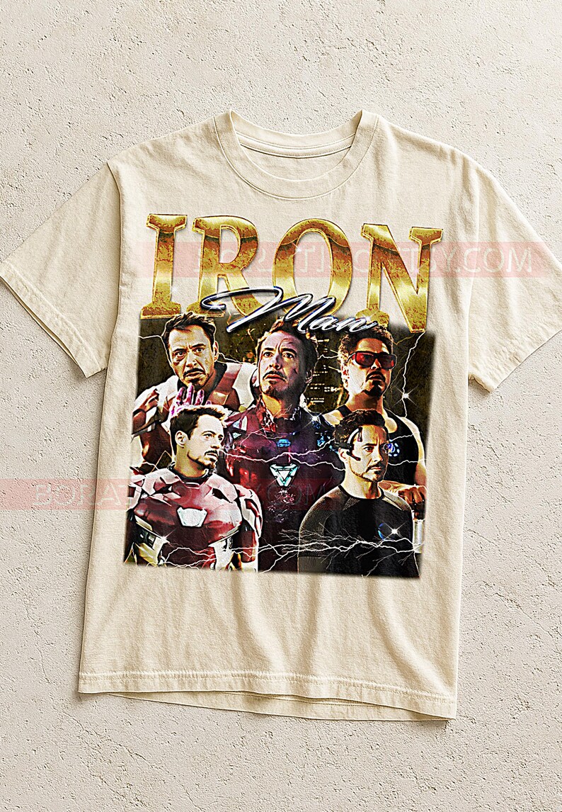 Iron Man 90s Vintage Retro Bootleg Shirt, Armored Superhero Graphic Tee, Billionaire Hero Fan Apparel image 2