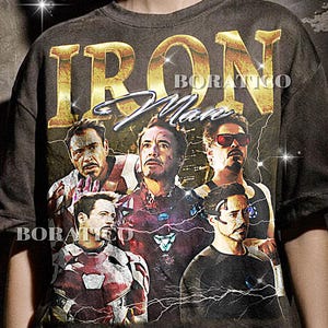 Iron Man 90s Vintage Retro Bootleg Shirt, Armored Superhero Graphic Tee, Billionaire Hero Fan Apparel image 1