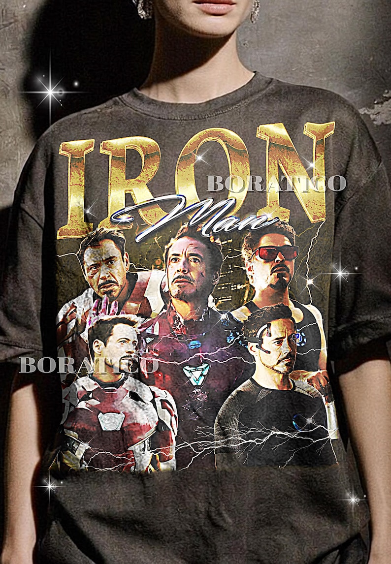 Iron Man 90s Vintage Retro Bootleg Shirt, Armored Superhero Graphic Tee, Billionaire Hero Fan Apparel image 1